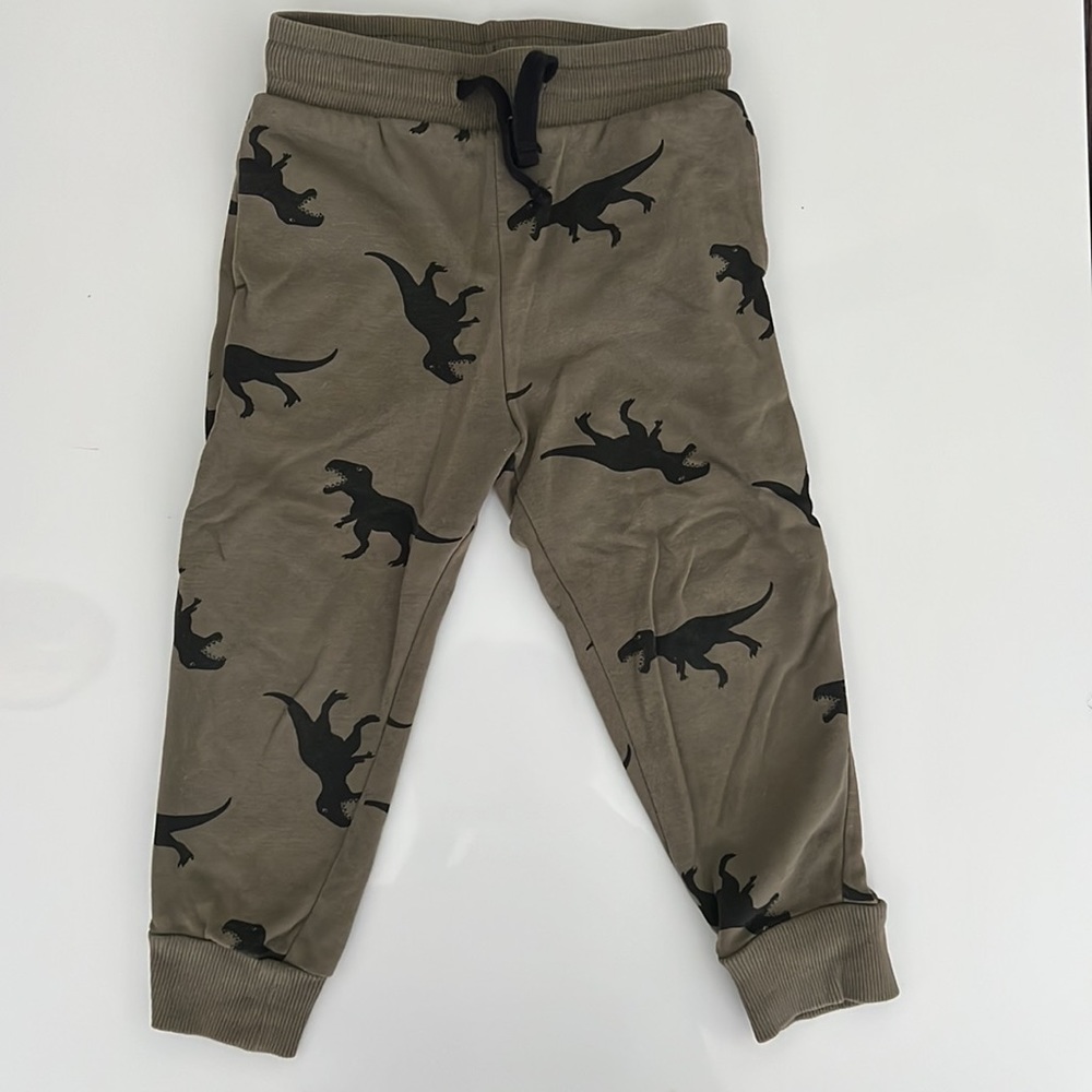 H&M kids olive green dinosaur jogger sweats.
